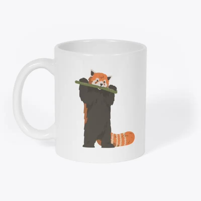 red panda munching on bamboo